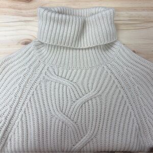 Repeat Cashmere Cozy Cream Cable Knit Turtleneck Sweater - Sz 38/S